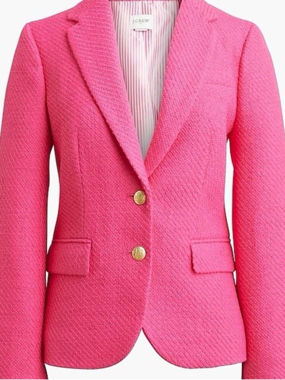 J. Crew Vibrant Pink Notch-Lapel Blazer with Gold Buttons